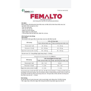 FEMALTO – SẮT HỮU CƠ dạng siro KHÔNG TANH, KHÔNG TÁO BÓN, nhập khẩu Ý (Italy), Hộp 15 ml và hộp 30ml