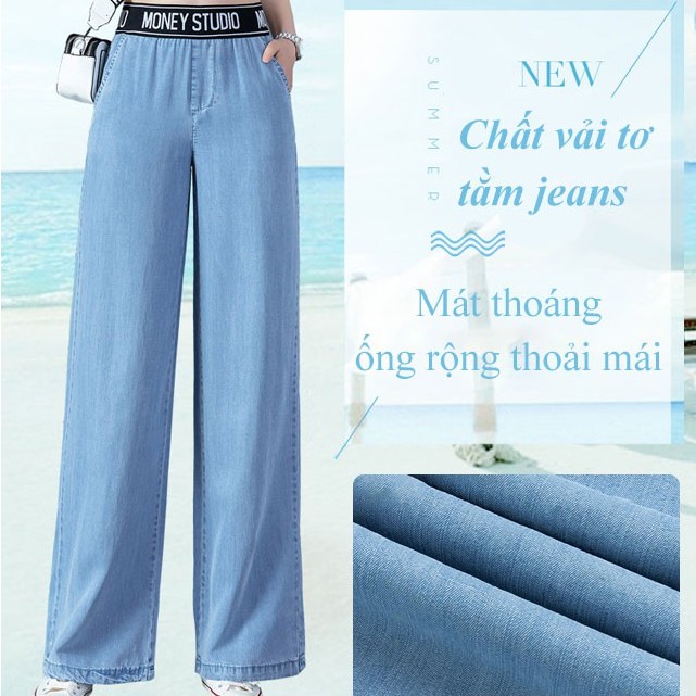 Quần Dài Lưng Cao Ống Rộng Phong Cách Hàn Quốc Cho Nữ