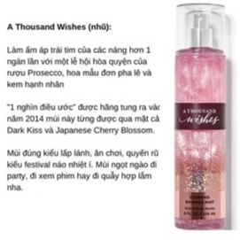 Xịt Body NHŨ VICTORIA A THOUSAND WISHES 236ml NO.236087