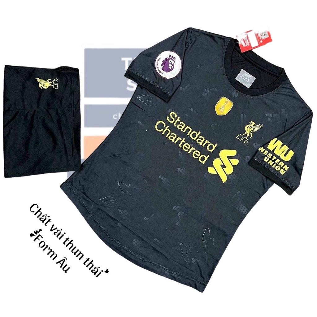 Bộ Quần Áo Bóng Đá Liverpool Đen
