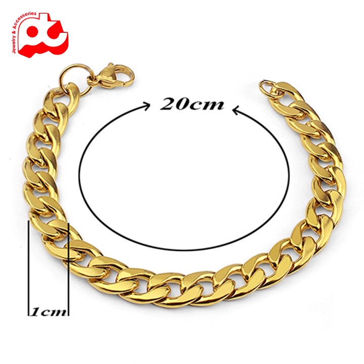 Lắc tay nam cao cấp thời trang rẻ đẹp titan thép không gỉ kiểu lặc đơn PT JEWELRY màu mạ vàng PTLTNA123