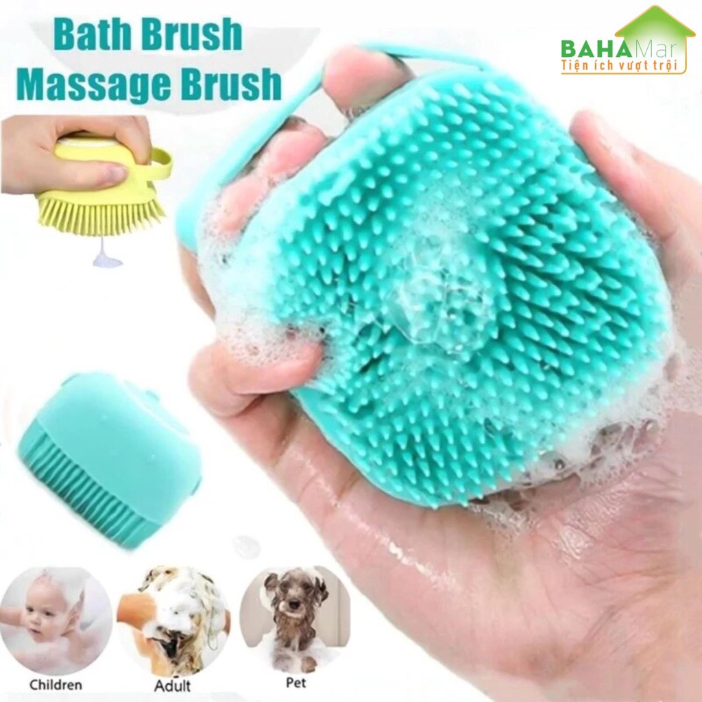 BÀN CHẢI TẮM SILICONE MỀM MASSAGE TẨY DA CHẾT CÓ NGĂN CHỨA SỮA TẮM "BAHAMAR" Sữa tắm được kiểm soát bằng cách ép tay