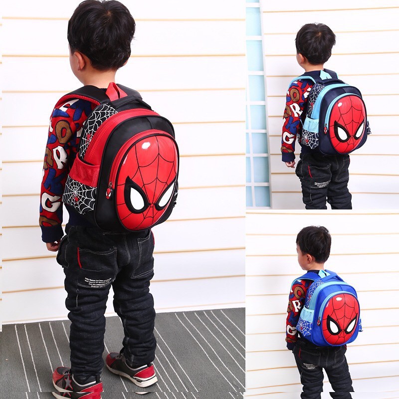 Balo Cho Bé Mẫu Giáo, Balo Mầm Non Bé Gái Bé Trai Nắp Nhựa Hoạt Hình Người Nhện Chống Nước, Chống Va Đập.