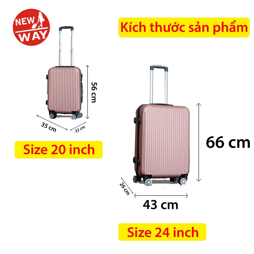 COMBO Vali DU LỊCH NEWWAY 8801 (SIZE 20+24) ,NHỰA PC CAO CẤP