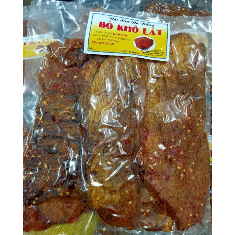 Khô bò lát nguyên miếng 500gr loại 1 chuẩn vị đặc sản Đà Nẵng khô mềm cay ít thịt ngọt thơm | BigBuy360 - bigbuy360.vn