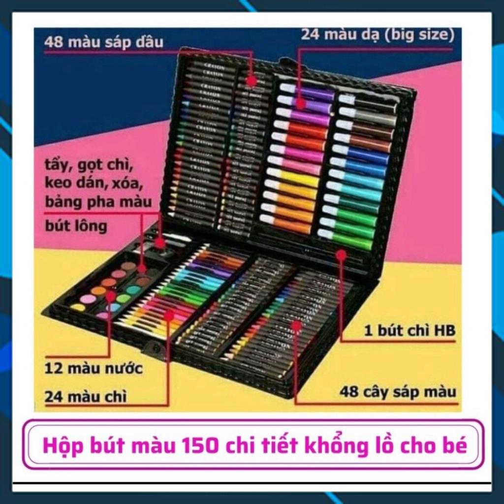 Màu 150 chi tiết kèm 8 cuốn tập tô vẽ cho bé bộ hộp bút đựng chì sáp đồ chơi thông minh sáng tạo cho trẻ em