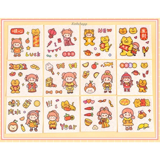 Set 12 Tấm Hình Dán Sticker Bé Gái