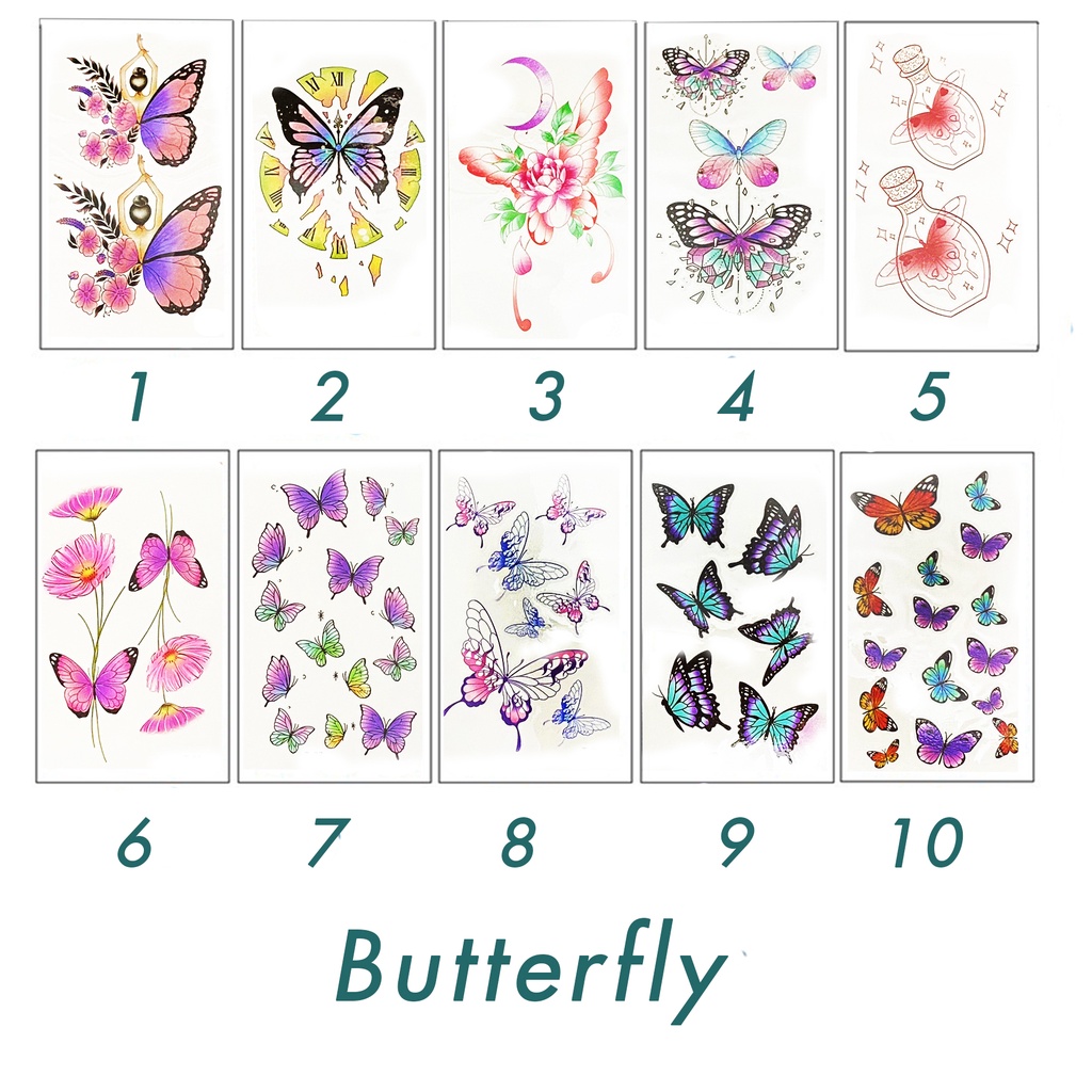 Hình Xăm Dán Mini Tattoo Hình Bướm Xanh Blue Butterfly Cá Tính