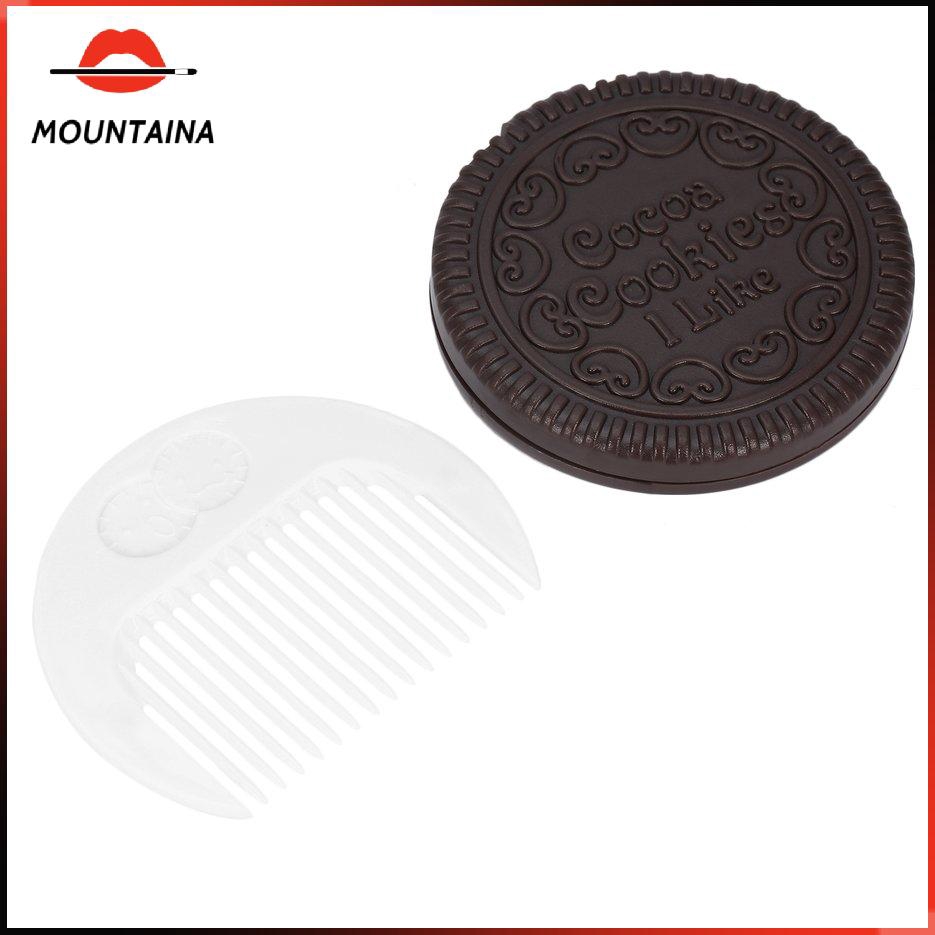 【m】 Cute Girl Chocolate Cookie Shape Design Cosmetic Mirror Makeup Chocolate Comb