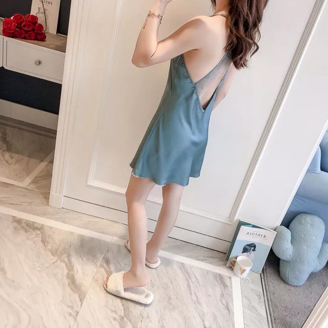 Váy ngủ lụa satin cao cấp phối ren mềm mịn KELLY WANG SX190 ( 3 size 38-46 kg 47-53 kg và 54-60 kg)