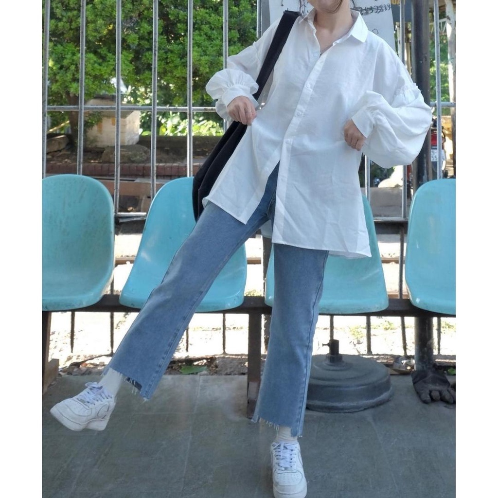 Quần Jean Nữ Ống Suông Đứng Cắt Gấu KYUBI Chất Bò Jeans Co Dãn Cao Cấp Dày Dặn (có bigsize) - UBEE