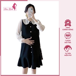 Váy bầu thiết kế công sở - đầm bầu sang chảnh cổ bèo ren đuôi cá có HD11