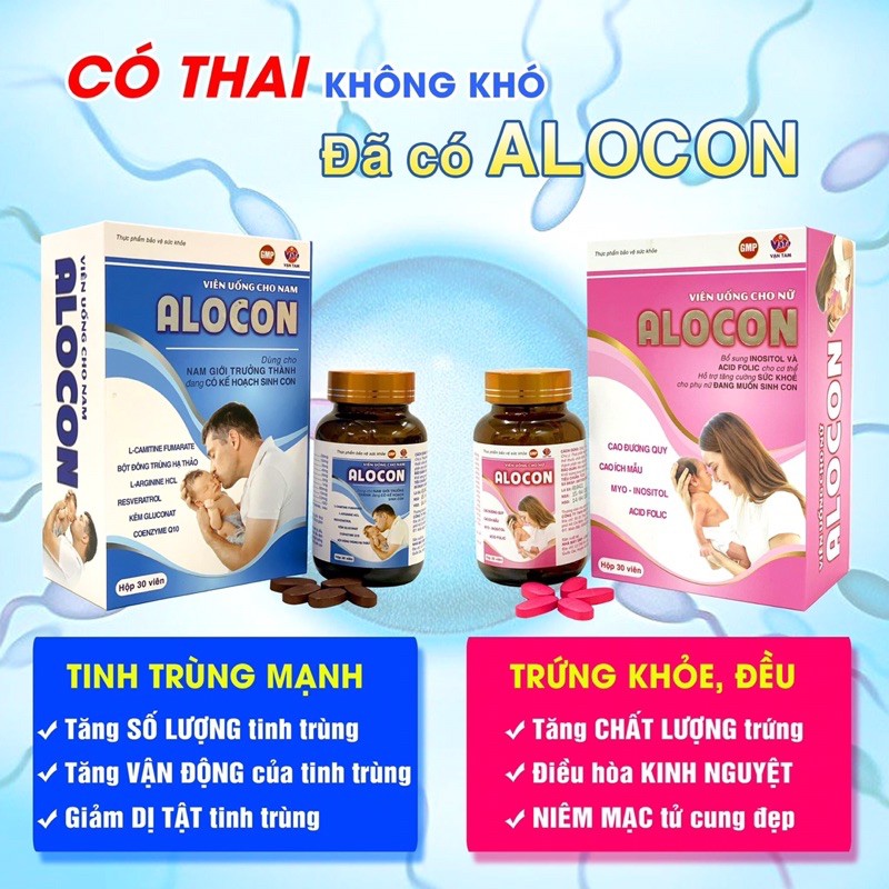 Viên uống cho nữ Alocon hộp 30 viên -hỗ trợ tăng cường sức khỏe cho phụ nữ đang muốn sinh con