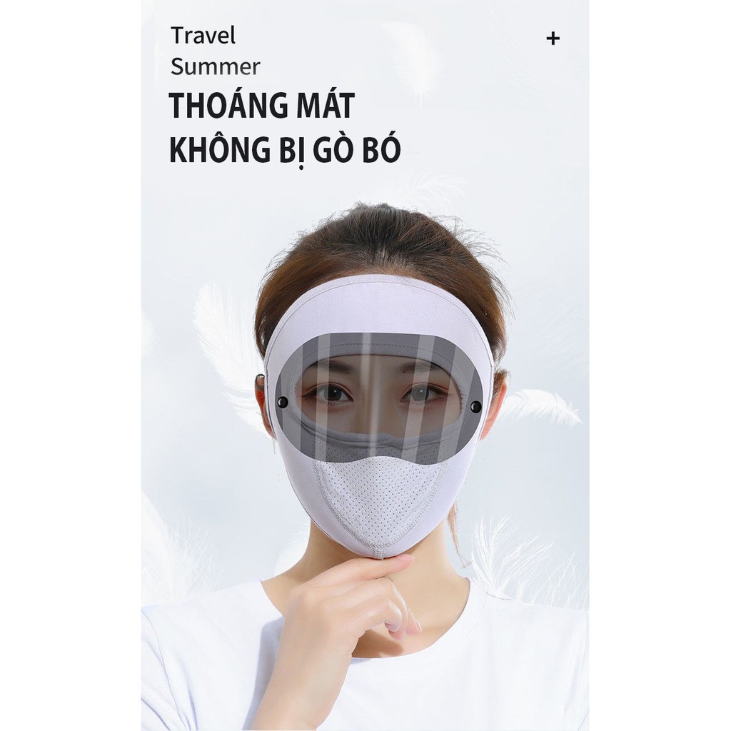 Khẩu trang ninja kính chống nắng chống bụi che kín mặt vải thun đeo tai thoáng mát kính trắng kính đen