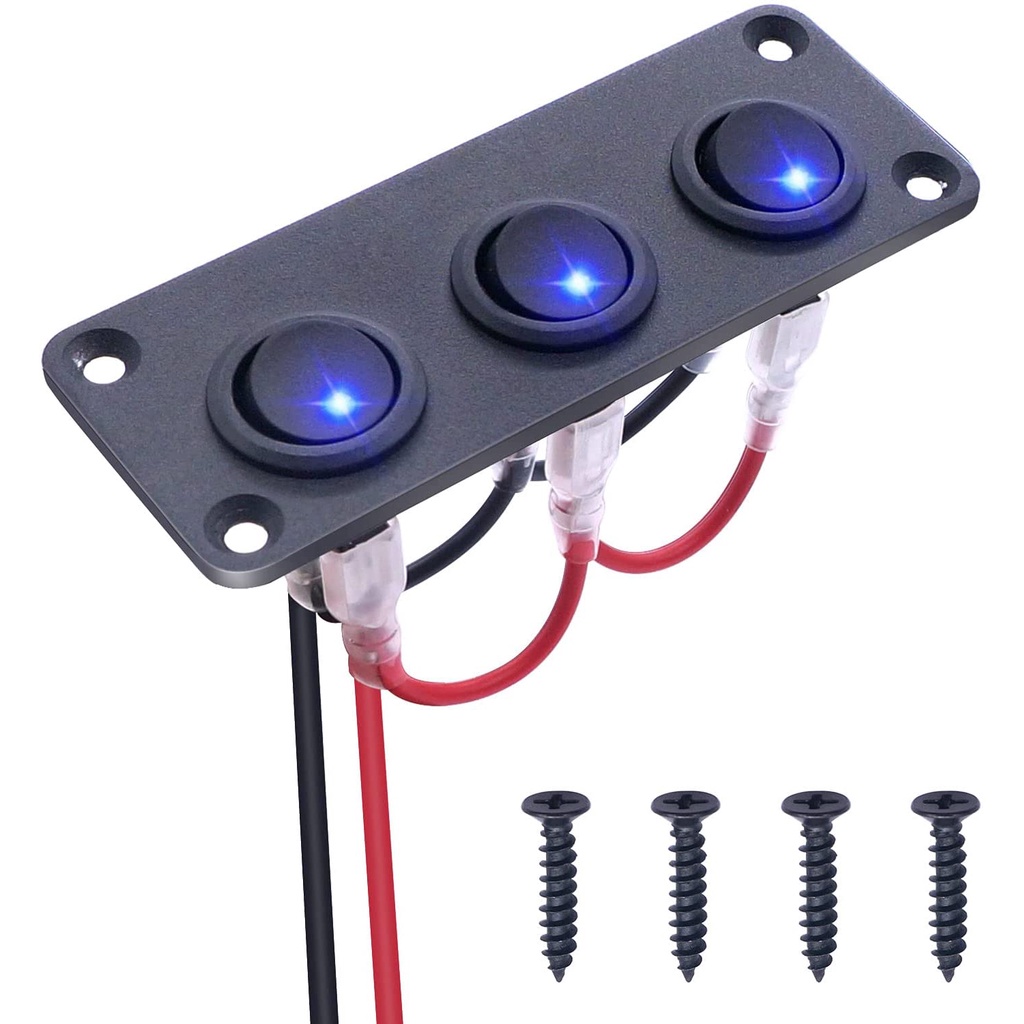 Bảng Công Tắc Gạt 3 Chấu 12V DC 20A 3 Chấu Có Công Tắc Bật/Tắt Cho Xe Hơi/Tàu Thuyền