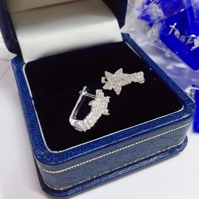 Bông tai bạc nữ ngôi sao may mắn đính đá nhỏ chất liệu bạc ta sáng đẹp bền màu/ Trang sức JQN