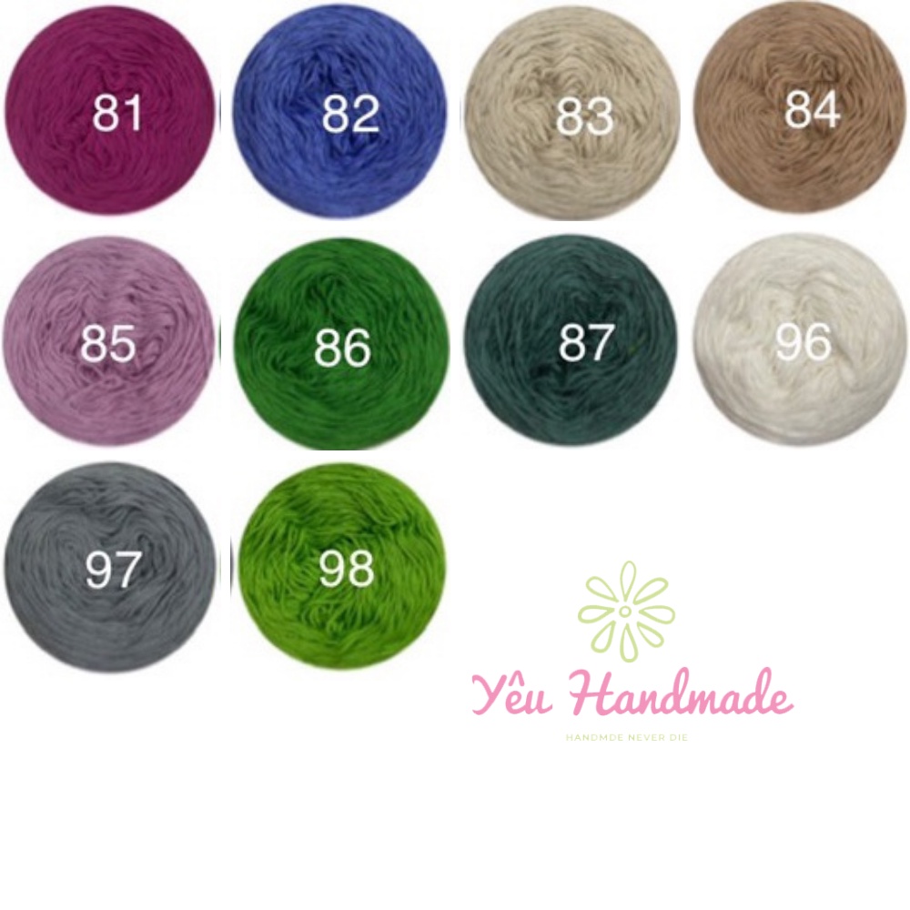 [Màu 51-98]  Sợi cotton việt nam 1mm Craft Yarn 100gram - Sợi CTVN mềm mịn, không sơ cứng sợi -Len ctvn Yêu Handmade