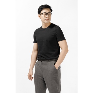 ROUTINE - Áo thun trơn basic màu đen vải 100% cotton xịn mịn - 10F20TSH010 shop LASTORE