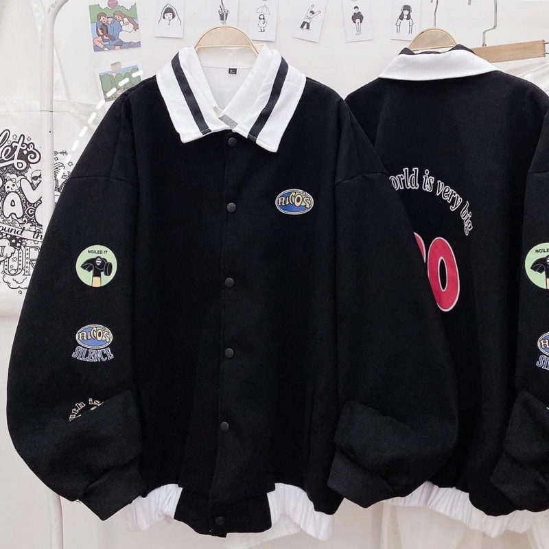 Áo Khoác Nỉ Jacket Cổ Polo 20 ulzzang unisex