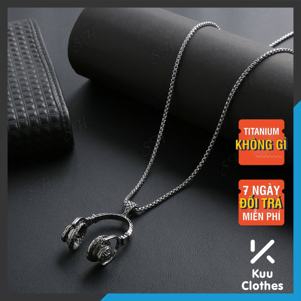 Dây Chuyền Nam Headphone Chain Kuu Clothes Màu Bạc - Dây Chuyền Hình Tai Nghe Titan Không Gỉ