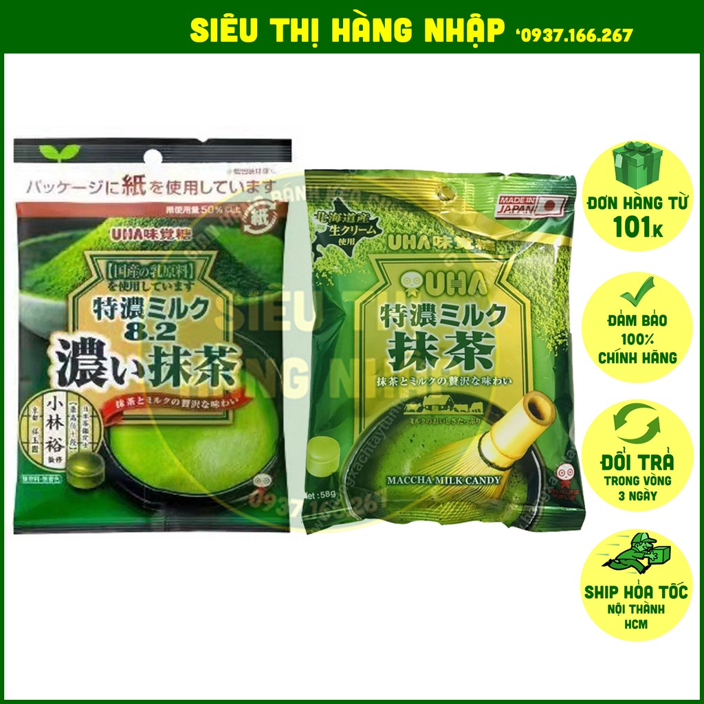 Kẹo sữa matcha trà xanh UHA Nhật Bản