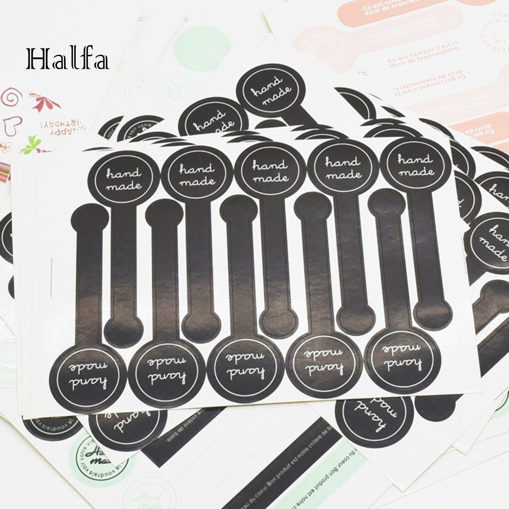 Cf❋ Set 200 Miếng Dán Trang Trí Túi Quà In Chữ Handmade Xinh Xắn