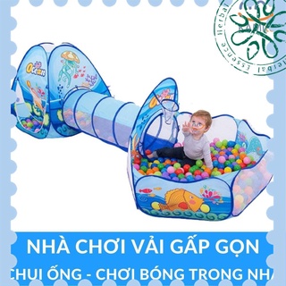 [Cực Hot] Nhà bóng cho bé tự bung gấp gọn gồm Lều + Ống chui + Quây banh kiểu khu vui chơi 3 khoang mã 50091