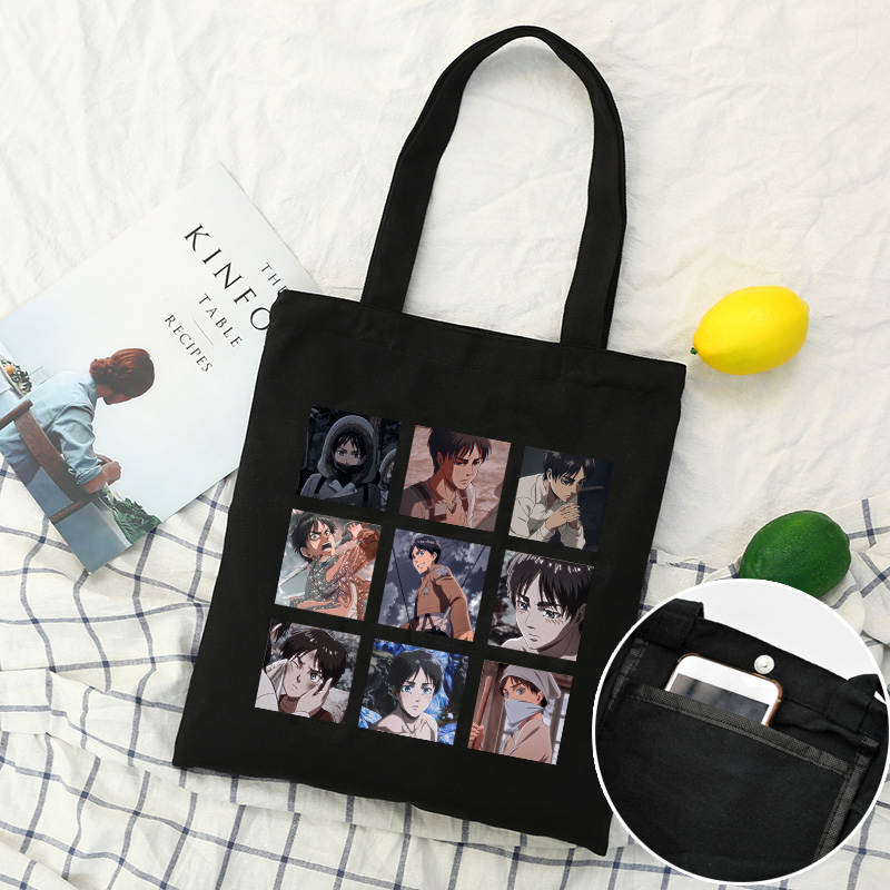 Anime Tấn Công Titan Túi Vải Dung Tích Lớn Nhật Bản Thường Ngày Mua Sắm Túi Bông Tai Kẹp Gothic Nữ Túi Đeo Vai
