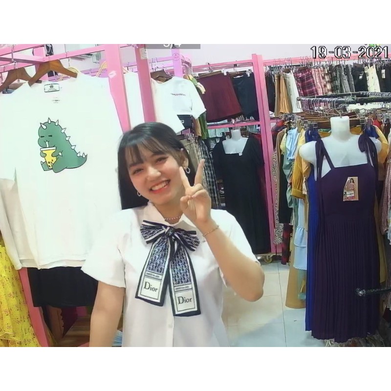 🌙 Suteki Openning: Áo kiểu voan kate cổ nơ sơ mi ngắn tay | BigBuy360 - bigbuy360.vn