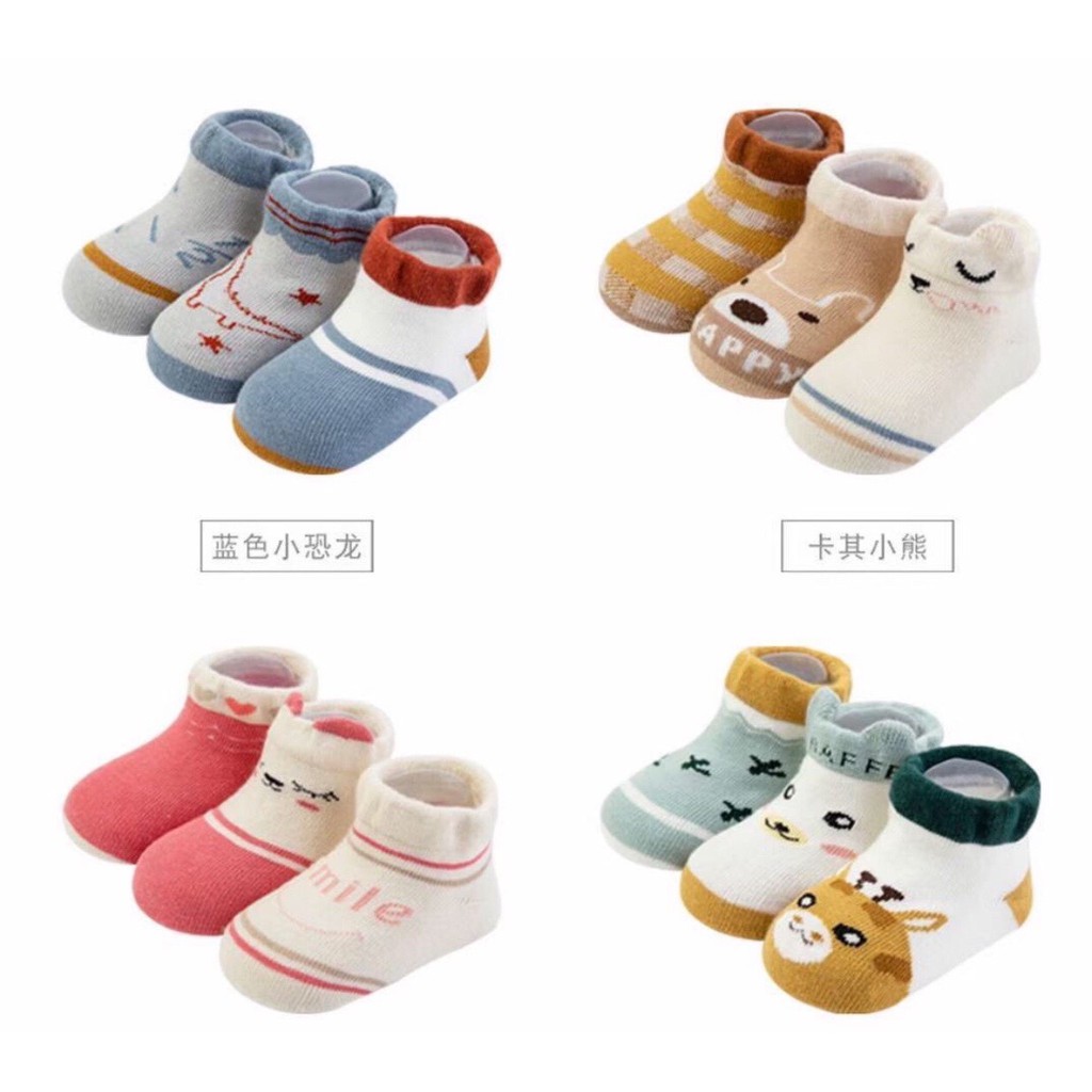 Sét 3 đôi chống trơn Robibabi Chất liệu Cotton co giãn, mỏng và mềm mại có khả năng thấm hút mồ hôi nhanh chóng