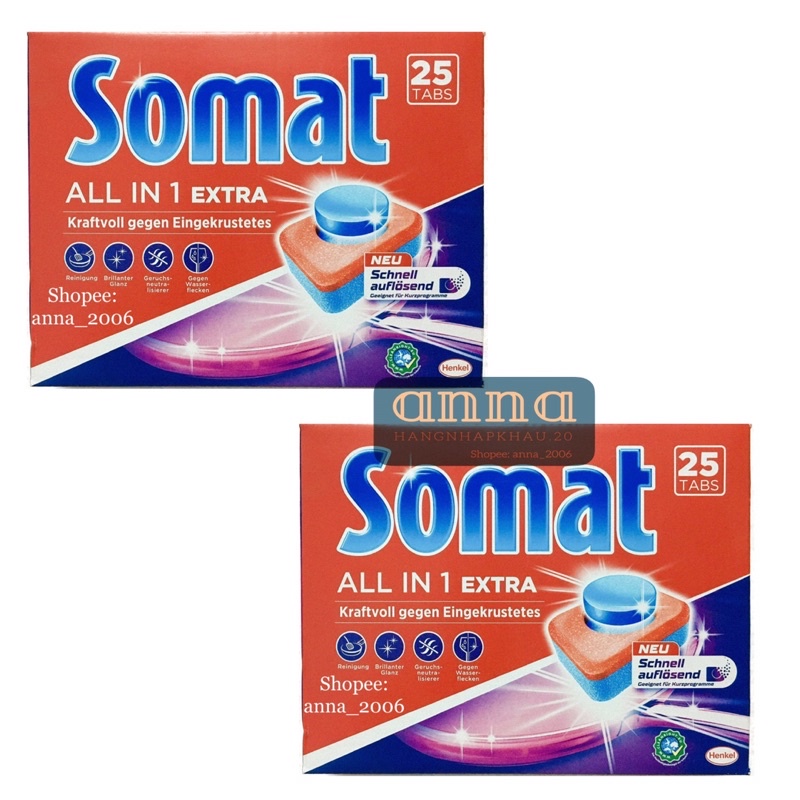 Viên rửa ly, bát SOMAT ALL IN 1 Extra -Nhập khẩu Đức.