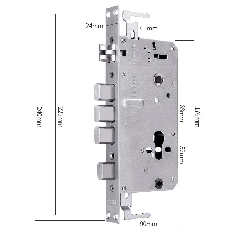 Thân khóa vân tay, ổ khóa vân tay bằng thép kich thước 24x240nn