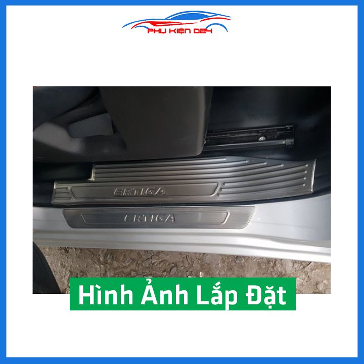 Bộ ốp bậc cửa trong ngoài nẹp bước chân Ertiga 2019-2020-2021-2022 Inox chống trầy trang trí xe