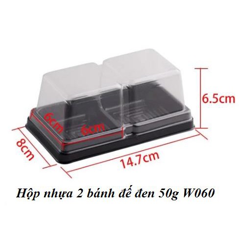 Hộp nhựa vuông đế đen 2 ngăn W060 ( 6 x 6 x 5.5 cm) set 10 cái.