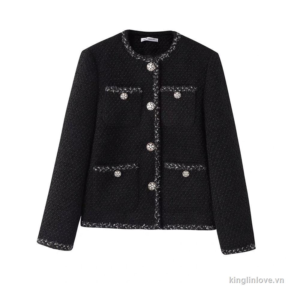 Áo khoác ngắn màu đen thời trang xuân thu | BigBuy360 - bigbuy360.vn