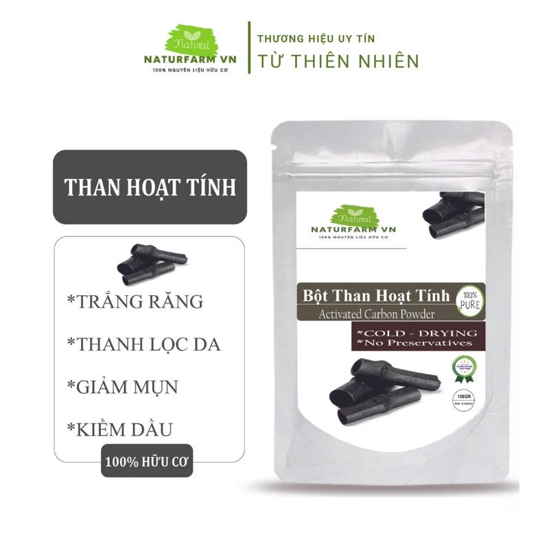 100gr Bột than tre hoạt tính Organic - trắng răng & thải độc tố cho da , cửa hàng làm đẹp handmade