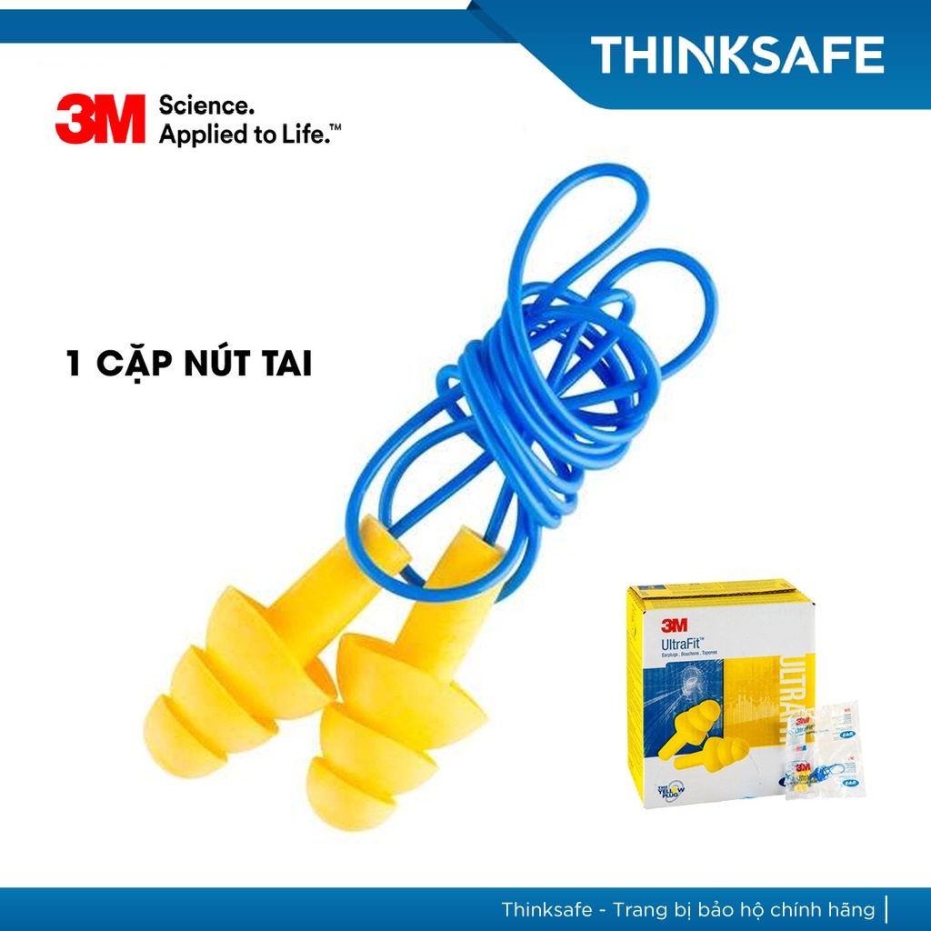 Nút tai chống ồn 3M Ultrafit 340-4004 thiết kế 3 tầng, có dây, giảm ồn 25 dB