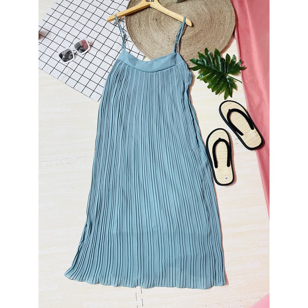 [ 8 màu ] Váy voan maxi hai dây xếp ly, hai lớp chất đẹp có lót | BigBuy360 - bigbuy360.vn