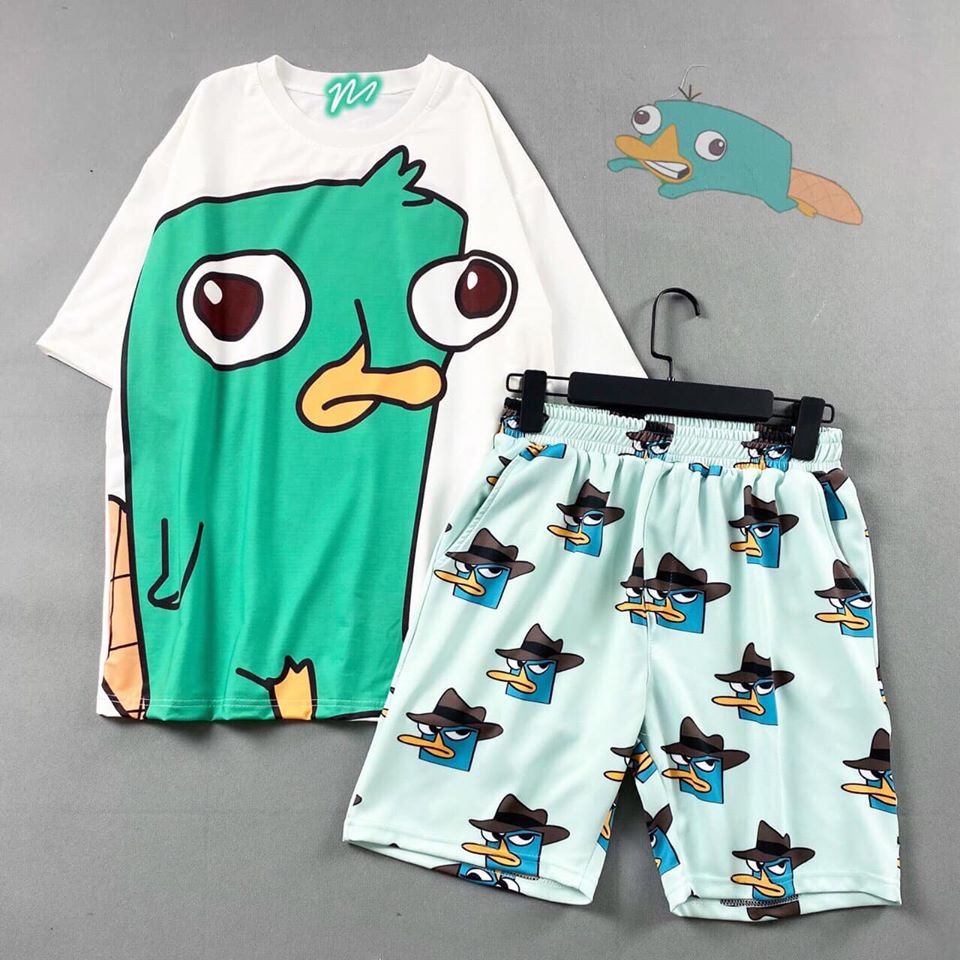 [ Mã FAMAYWA2 giảm 10K đơn 50K] Set áo thú mỏ vịt Perry + quần dài/ short cartoon unisex | WebRaoVat - webraovat.net.vn