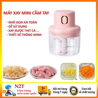 Máy xay tỏi ớt cầm tay mini sạc pin cao cấp dung tích 250ML, Máy xay thịt đa năng 3 lưỡi bằng thép không gỉ
