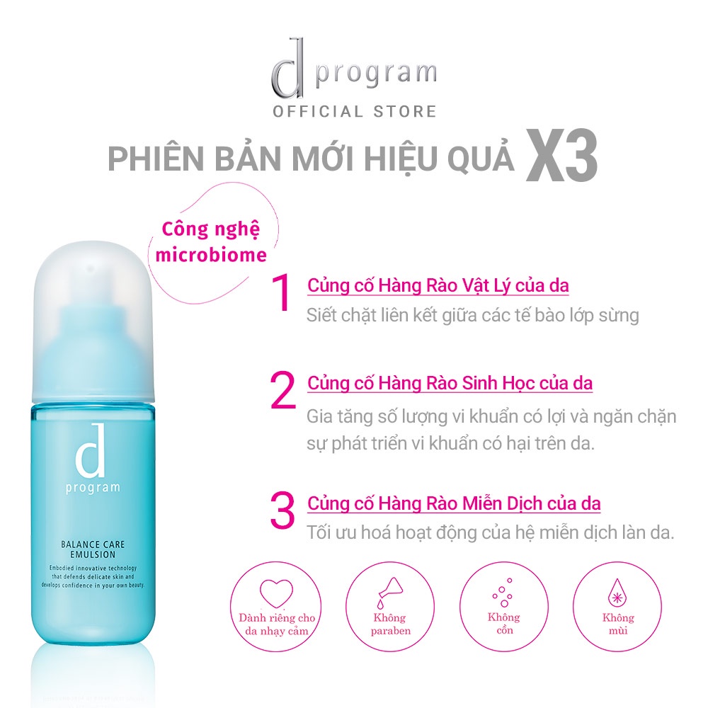 Sữa dưỡng cho da dầu/hỗn hợp nhạy cảm Dprogram Microbiome Balance Care Emulsion 100ml