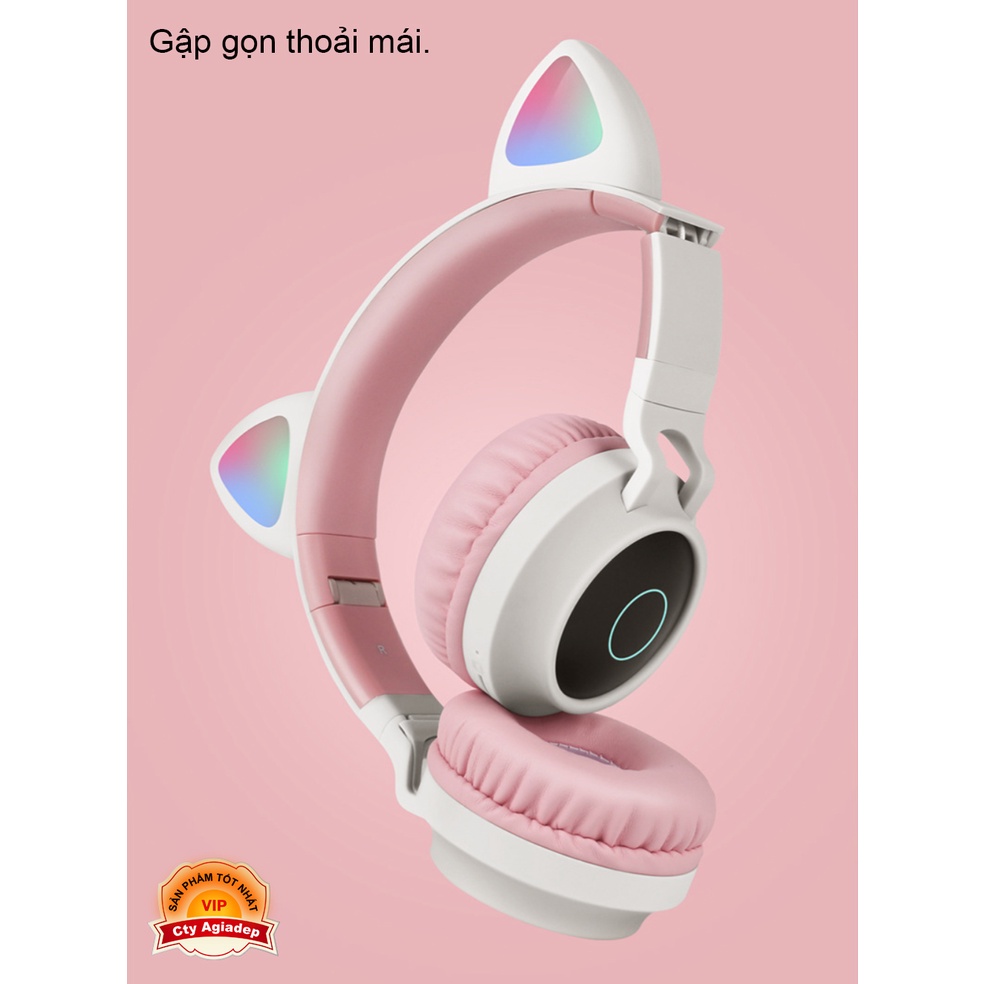 Tai nghe Bluetooth tai mèo xịn sò siêu cute sành điệu, tai nghe không dây chụp tai - ADG028C