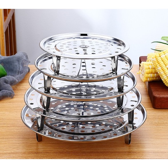 [RẺ VÔ ĐỊCH] Khay / Xửng / Vỉ Hấp Inox Đa Năng 3 Chân Giá Đỡ Hấp Bánh, Bánh Bao, Hải Sản Vừa Nhanh Vừa Tiện