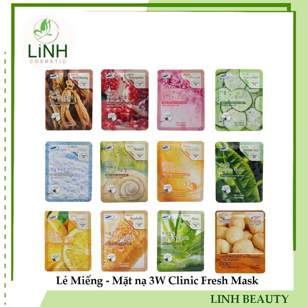 Lẻ Miếng - Mặt nạ 3W Clinic Fresh Mask ( đủ loại)