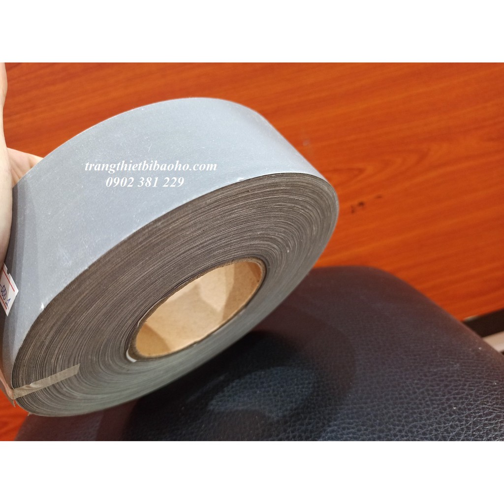 Cuộn dây phản quang vải Poly màu xám khổ 5cm x 100m - 3 cấp độ phản quang