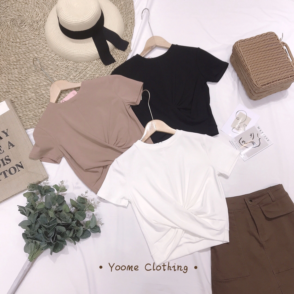 Áocroptop xoắn eo chất cottonzip dày dặn co giãn đa chiều cho nữ Yoomeclothing[ ẢNH THẬT SHOP CHỤP ]