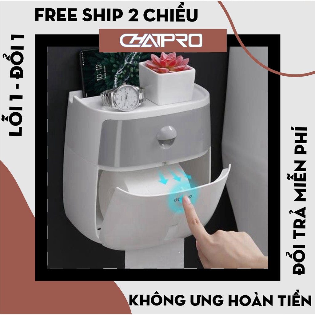 hộp đựng giấy vệ sinh ECOCO, hộp đựng giấy đa năng tiện dụng 2 tầng