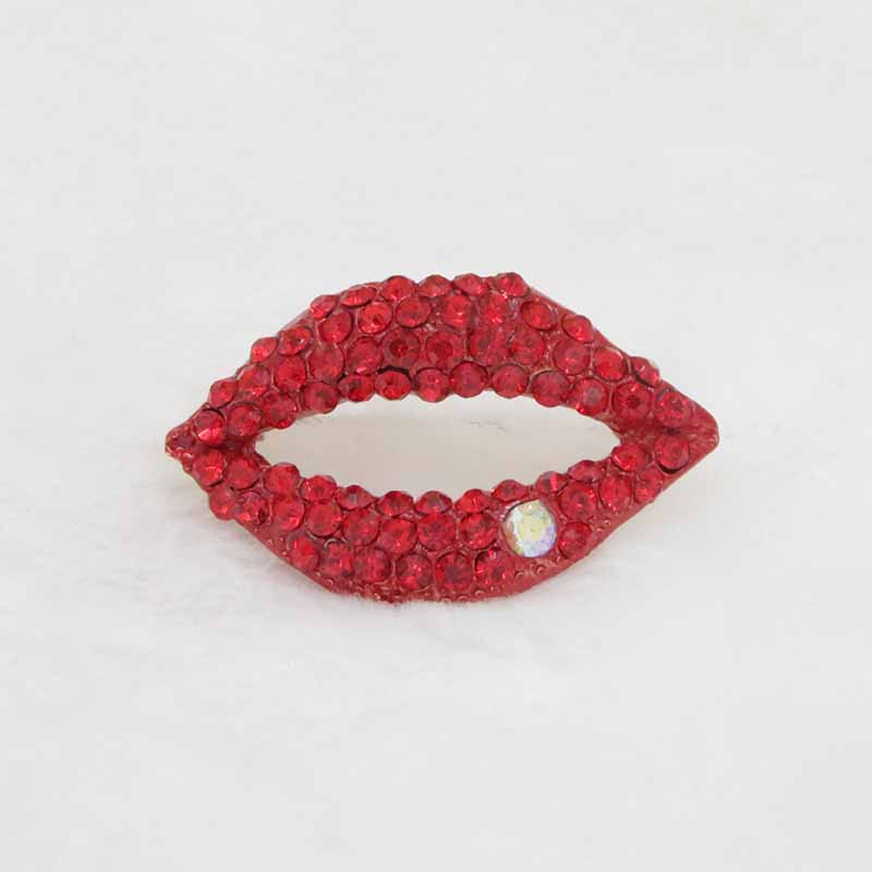 Ghim Cài Áo Hình Đôi Môi Đính Đá Lấp Lánh Phong Cách Hàn Quốc