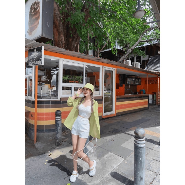 Sét Bộ Nữ Đi Chơi Gồm Quần Short, Áo Hai Dây, Áo Khoác Tay Dài Hai Màu Trẻ Trung Cá Tính Thời Trang Nữ NEW UNISEX