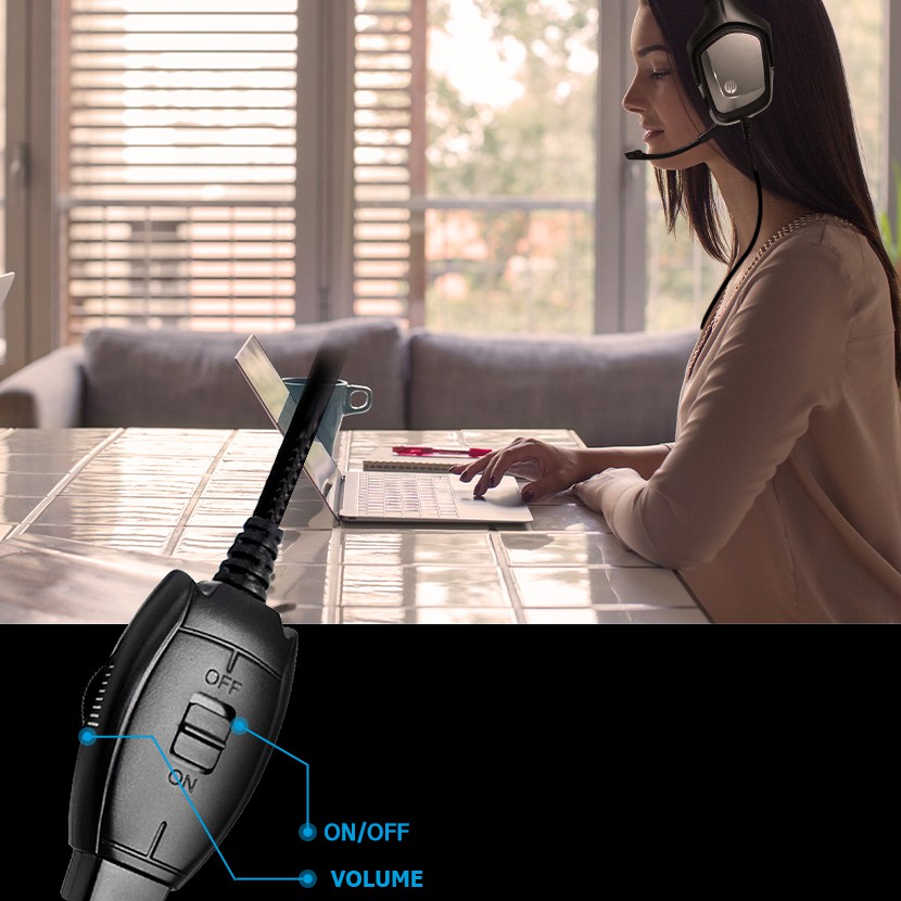 Tai nghe chụp tai HP H220S tích hợp 1 jack cắm 3.5mm cho micro và phone - kèm jack chuyển từ 1 ra 2 (Đen) | BigBuy360 - bigbuy360.vn